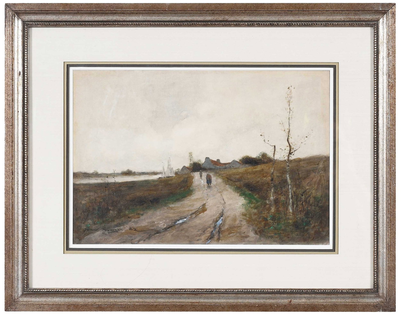 Henry Ward Ranger: (American, 1858-1916) Figures on a Path, 1922, signed and dated lower right, "H. W. Ranger 22", also inscribed "W 51" lower left, watercolor and gouache on paper, 15-3/8 x 21-1/4 in.; reproduction