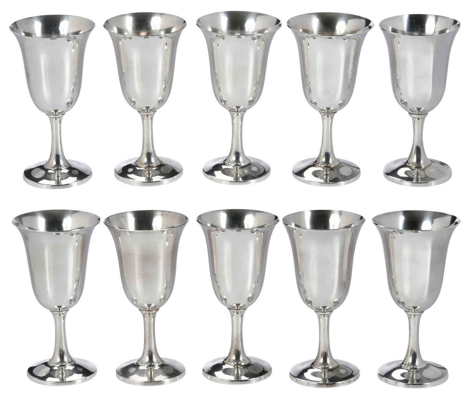 Set of Ten Wallace Sterling Goblets (1 of 3)