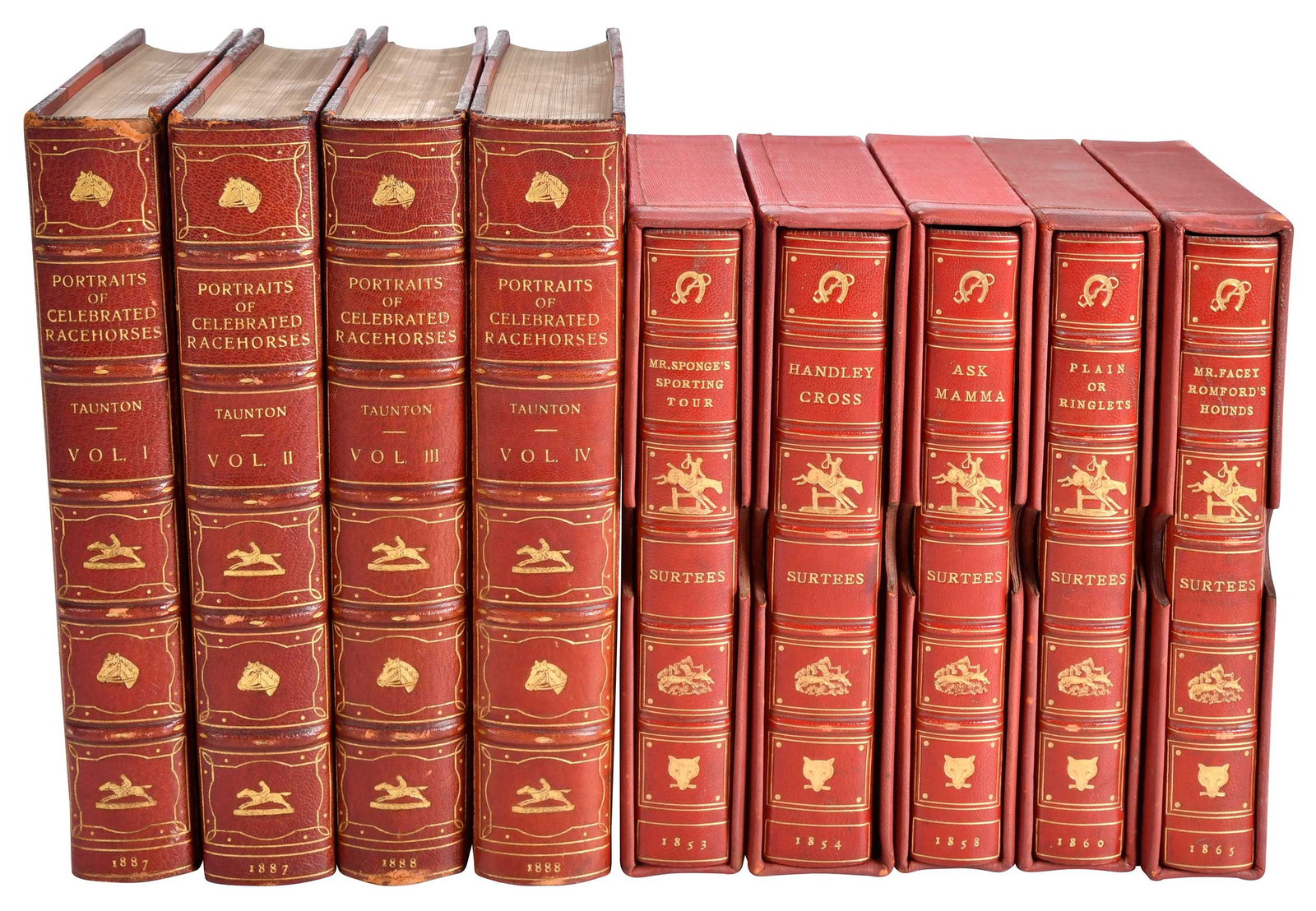 Nine Red Leatherbound Sporting Volumes (1 of 4)