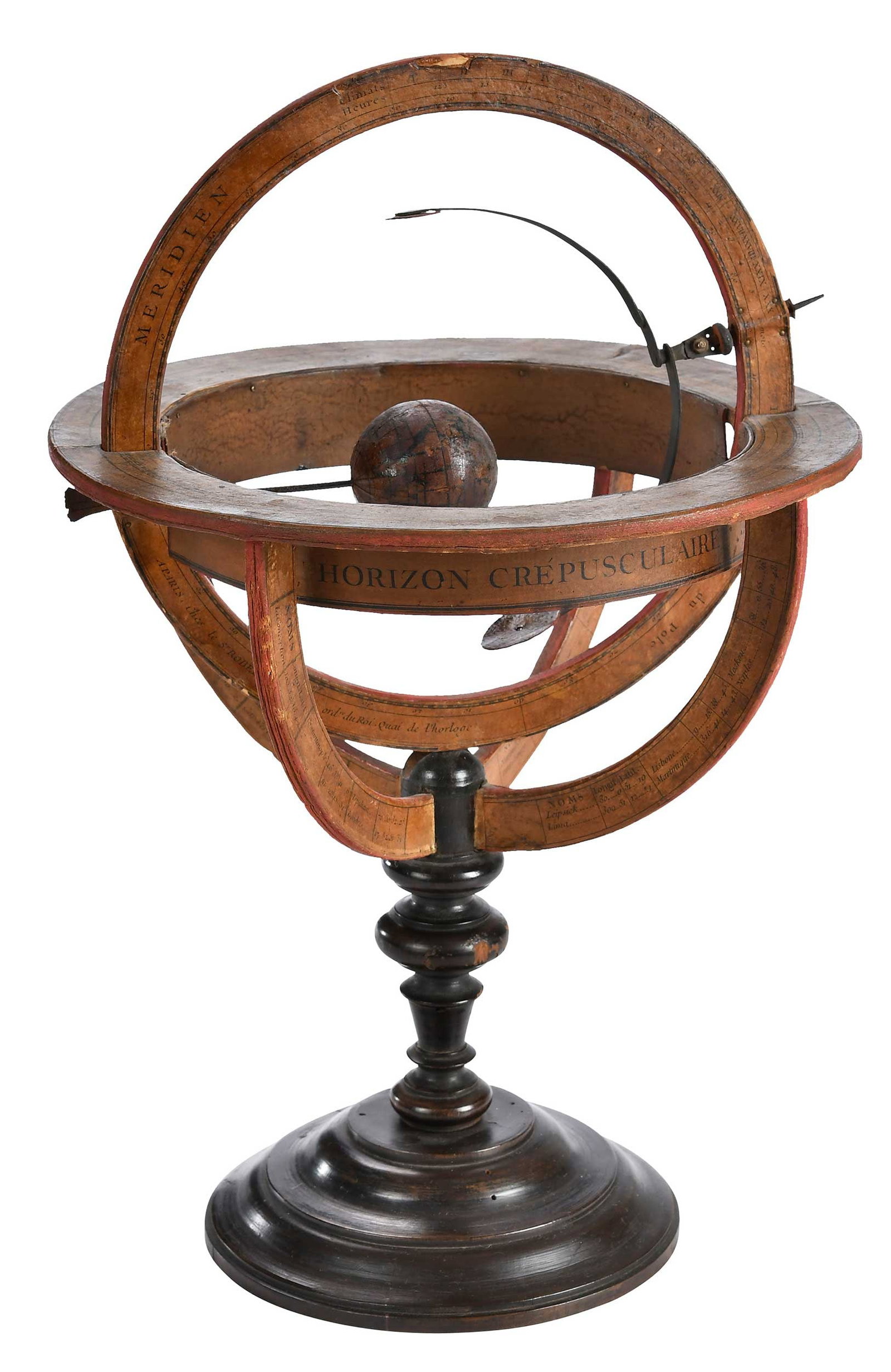 French Armillary Sphere with Orrery: 18th century, possibly by Gilles or Didier Robert de Vaugondy, geocentric model, inscribed on inner ring "A Paris, Chez le Dr. Robert. Geographe ordre du Roi. Quai de l'horloge" or "In Paris, at the s