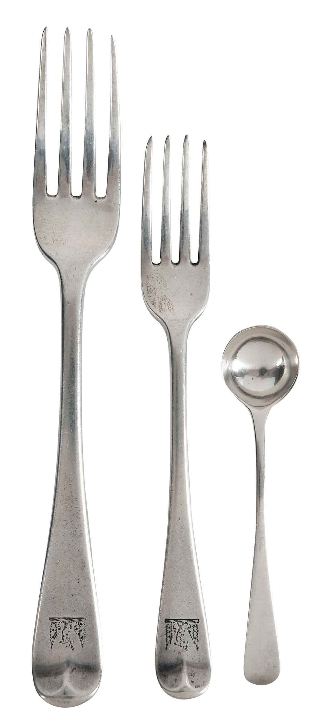 12 George III English Silver Paul Storr Forks and One Salt Spoon (1 of 8)