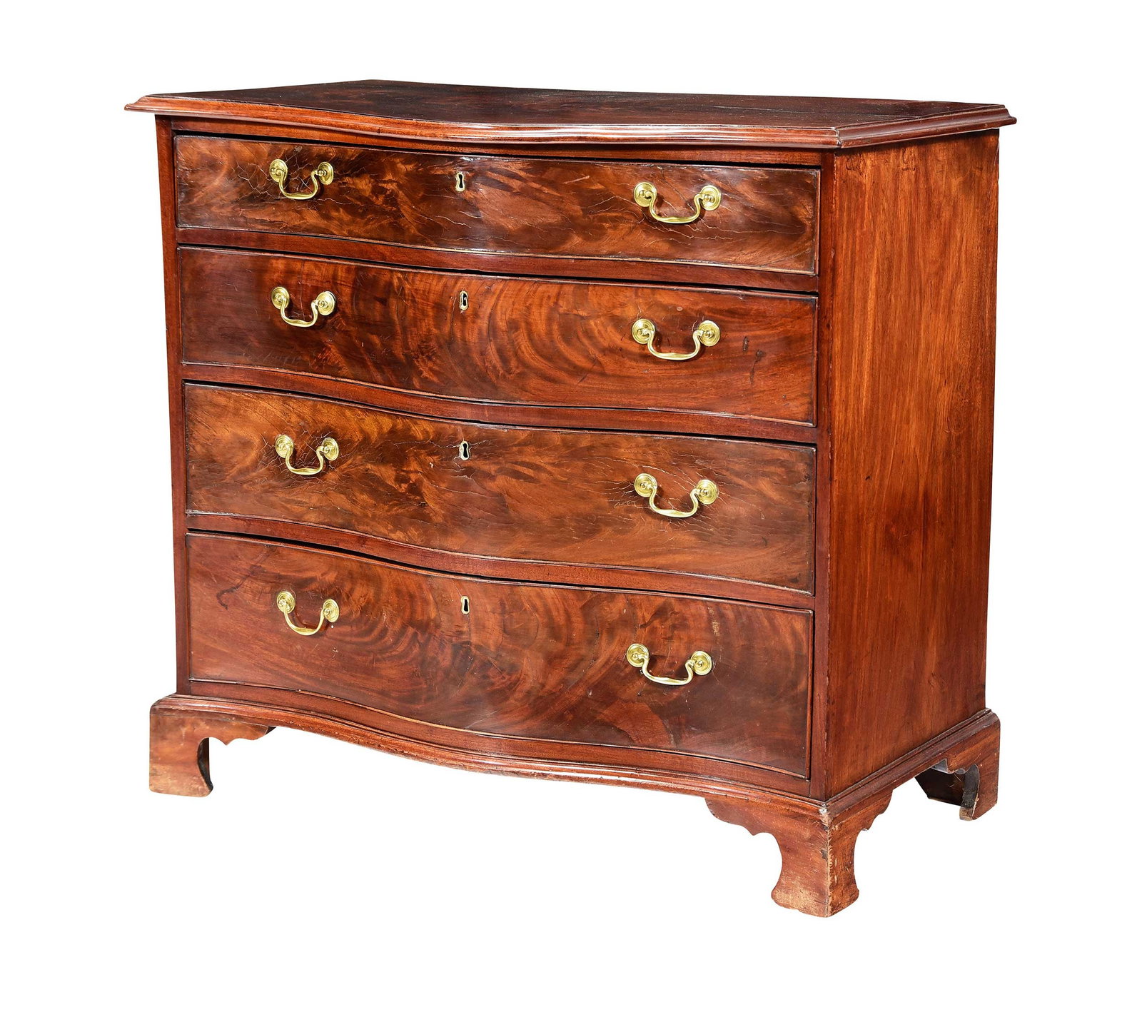 Fine George III Serpentine Figured Mahogany Chest (1 of 10)