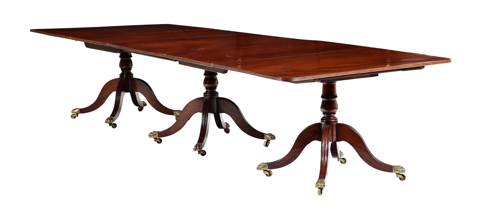 British Regency Mahogany Triple Pedestal Dining Table (1 of 11)