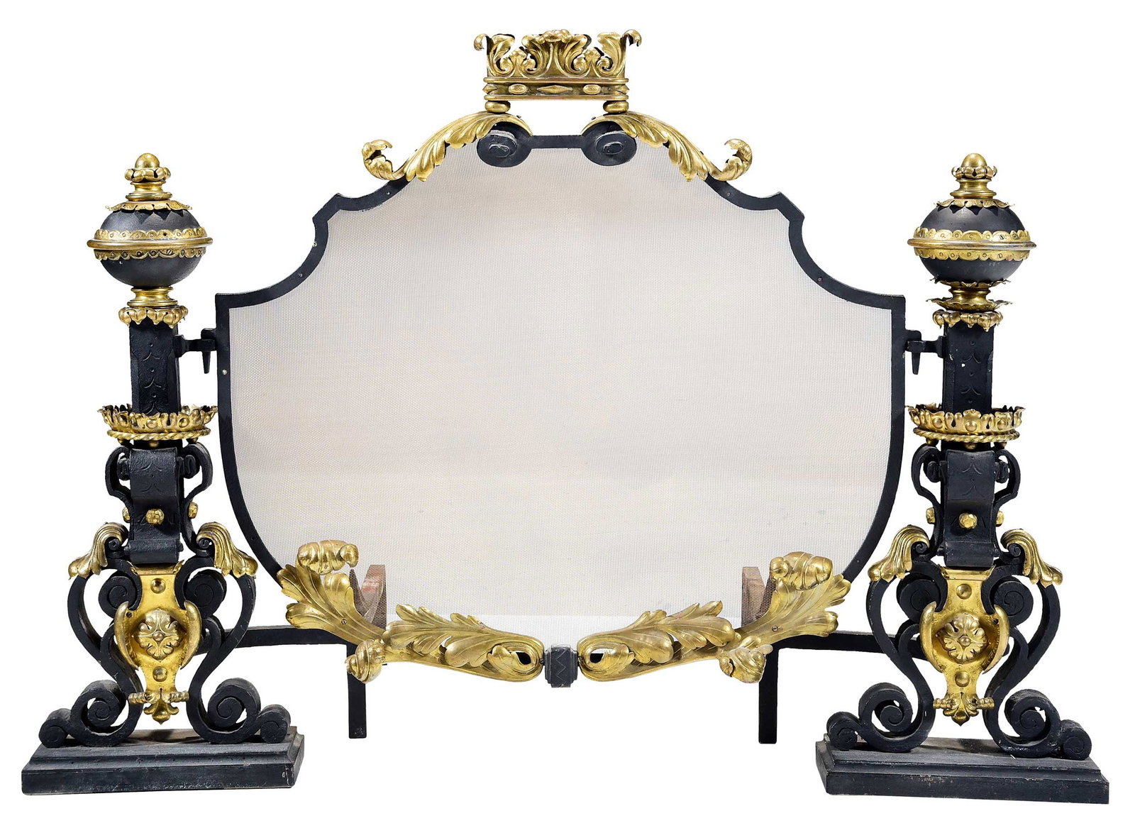Pair of Baroque Style Wrought Iron Landiers or Andirons (1 of 4)