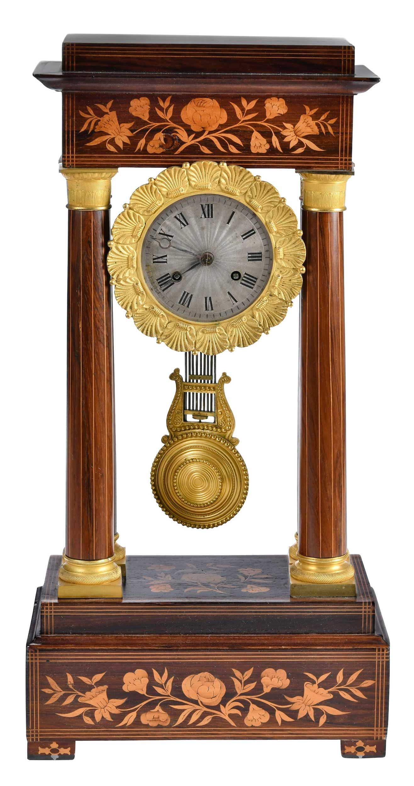 Empire Inlaid Rosewood Portico Clock (1 of 9)