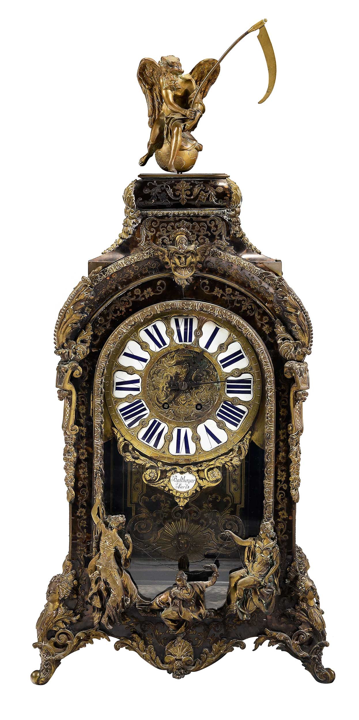 Large French Brass Mounted and Inlaid Boulle Clock (1 of 10)