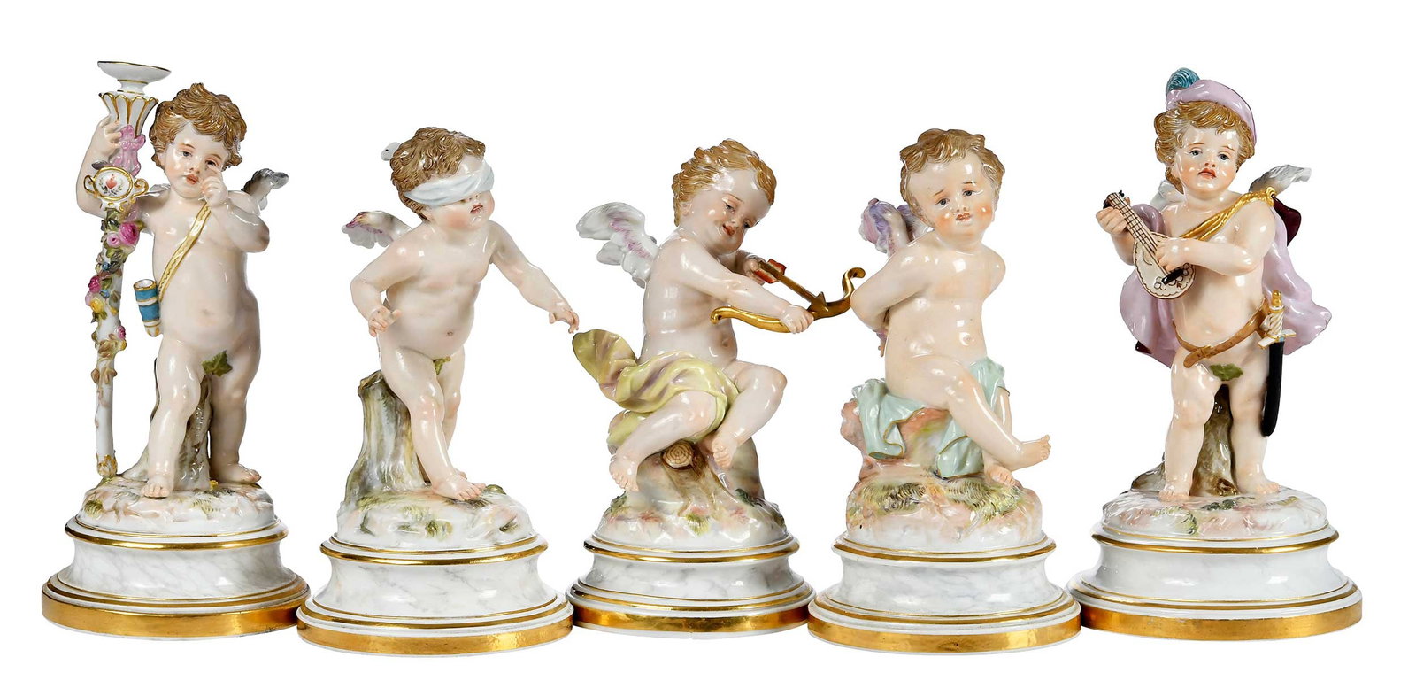 Five Meissen Porcelain Figurines of Winged Putti (1 of 15)