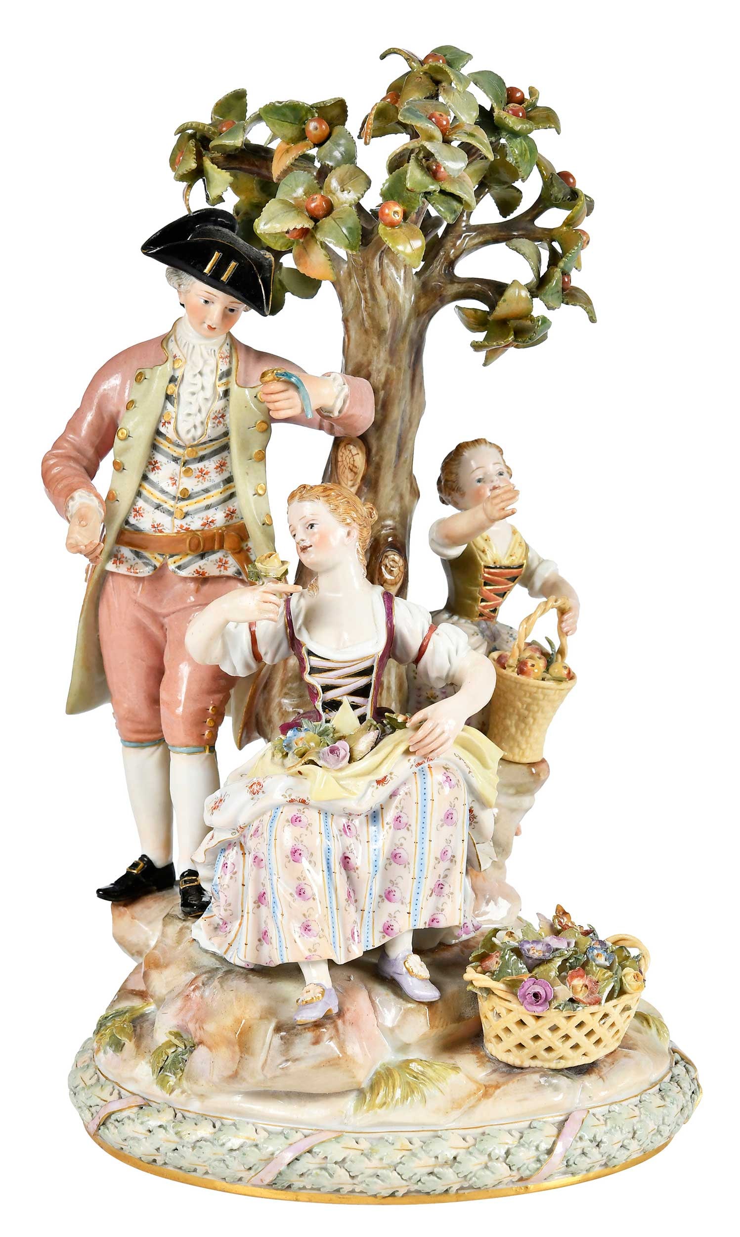 Meissen Porcelain Figural Group, Family Under Apple Tree (1 of 12)