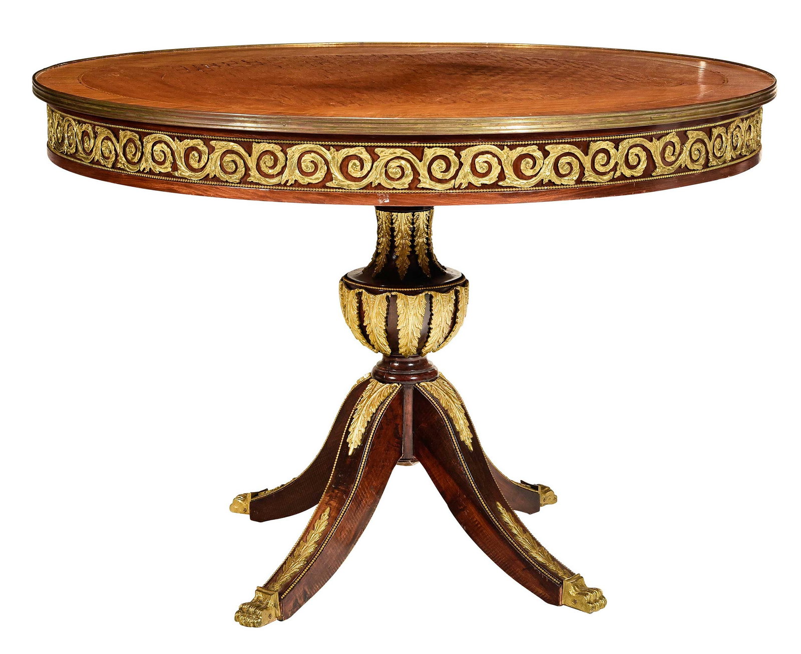 Empire Style Round Marquetry Center Table with Bronze Mounts (1 of 4)