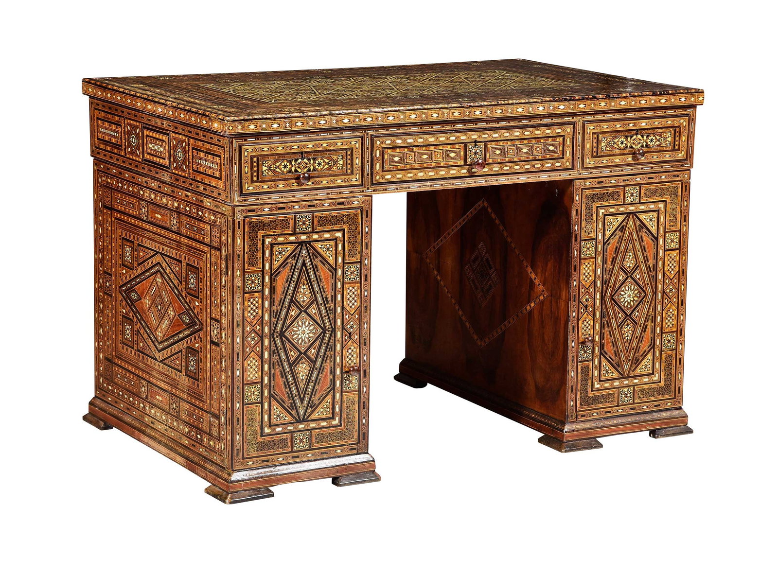 Syrian Damascene Marquetry Double Pedestal Desk (1 of 14)