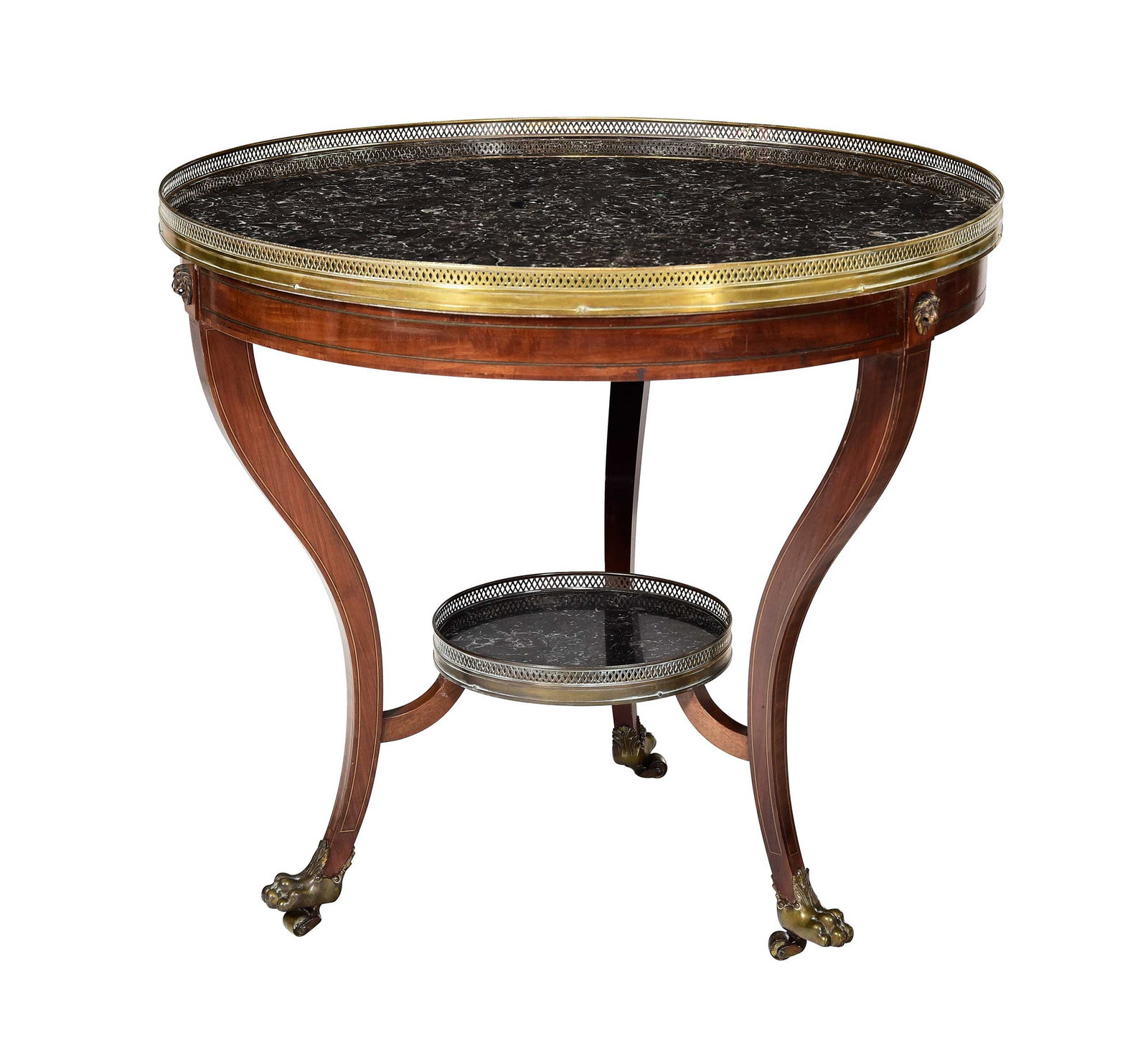 Directoire Style Marble and Inlaid Mahogany Center Table (1 of 9)