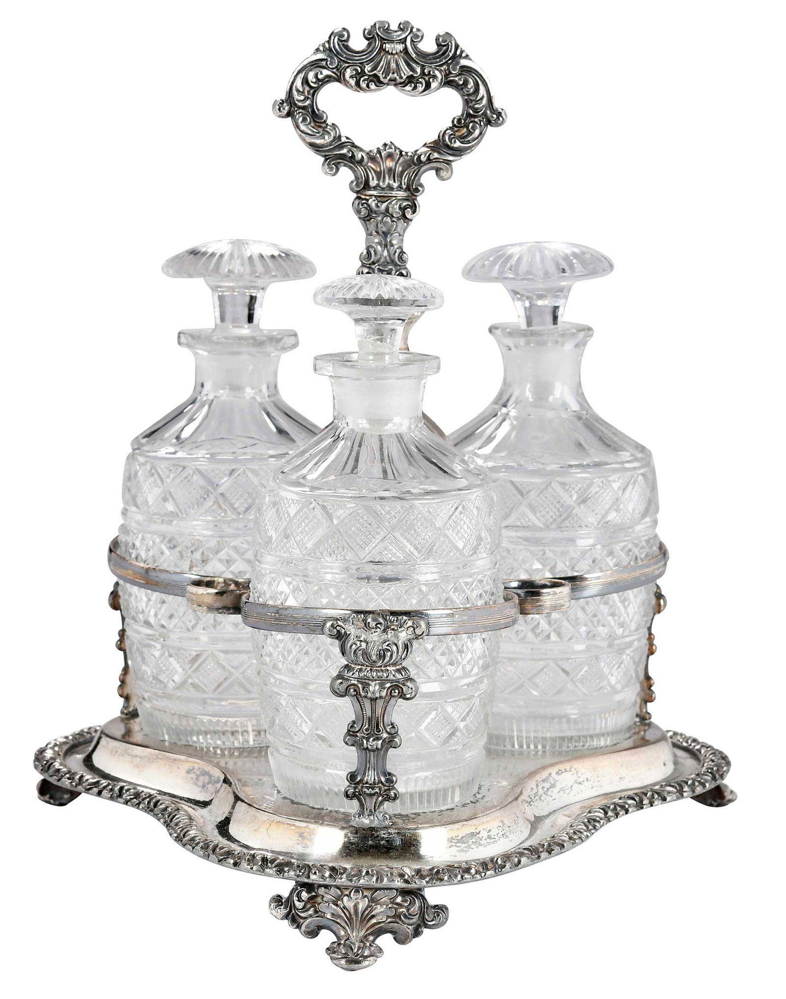 Silver Plate Cruet with Anglo Irish Cut Glass (1 of 4)