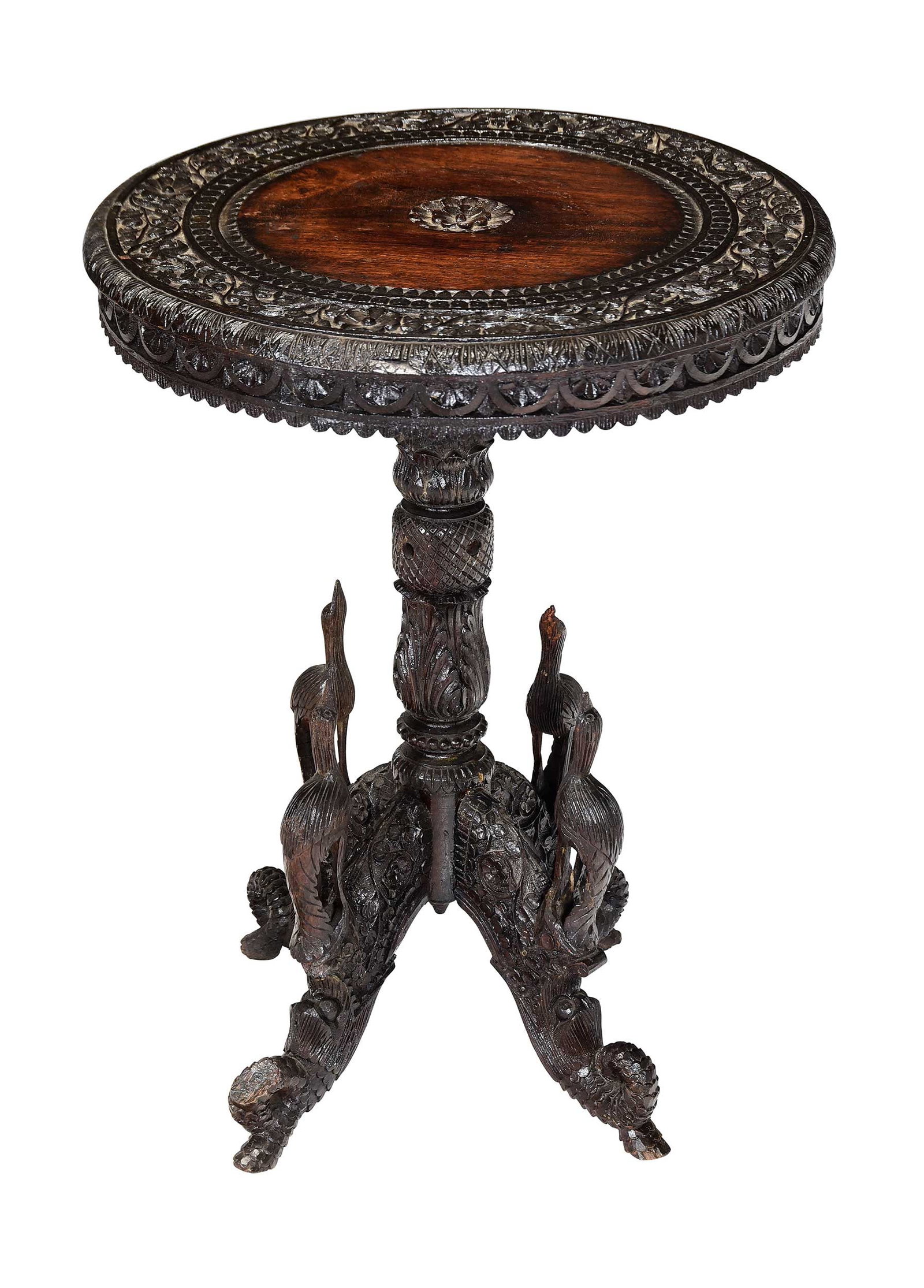 Anglo Indian Figural Carved Lamp Table (1 of 6)