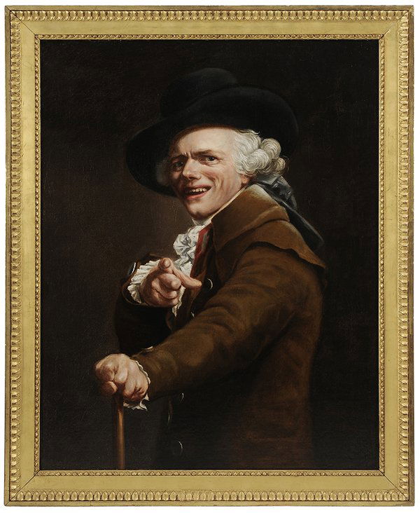 After Joseph Ducreux: (French 1735-1802) [Portrait de l'artiste sous les traits d'un moqueur], after the self-portrait executed in 1793, dated 1894, inscribed lower right ["meurville anne (?)/1894"], oil on canvas, 35 x 28