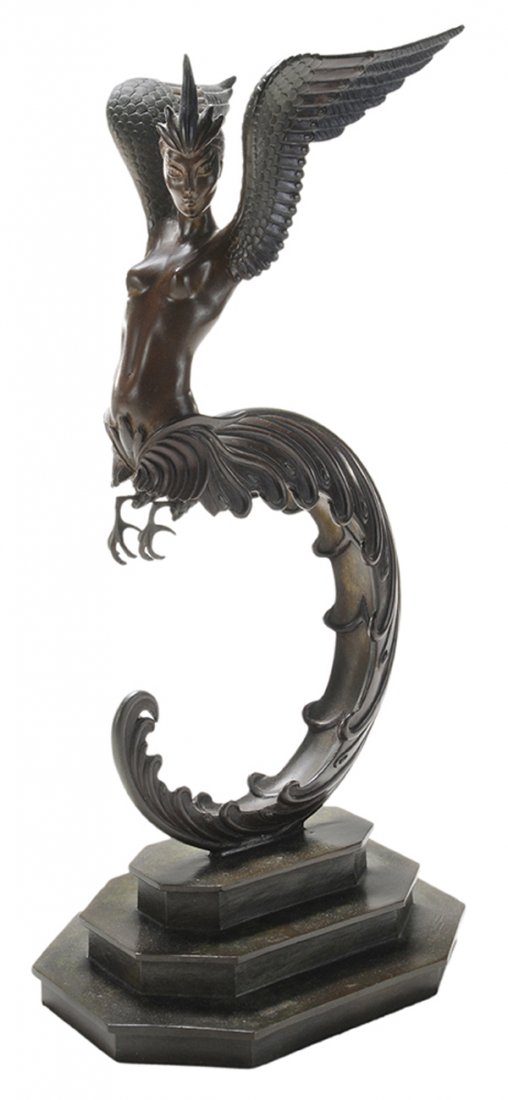 Erte: (French, 1892-1990) Firebird, 1980, edition 217/250, impressed "RKP INT.CORP ©1980", signed "Erte", polychromed bronze, 16-1/2 in., good condition. Provenance: Private Collection