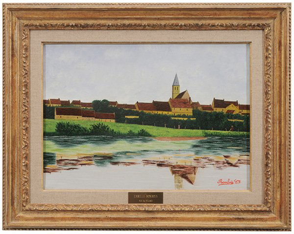 Camille Bombois: (French, 1883-1970) [Vue du village], 1922, signed lower right "Bombois Clle.", oil on strainer, 13 x 18-1/8 in.; gilt wood frame, good condition. Provenance: Perls Galleries, New York, # 11878; Sothe