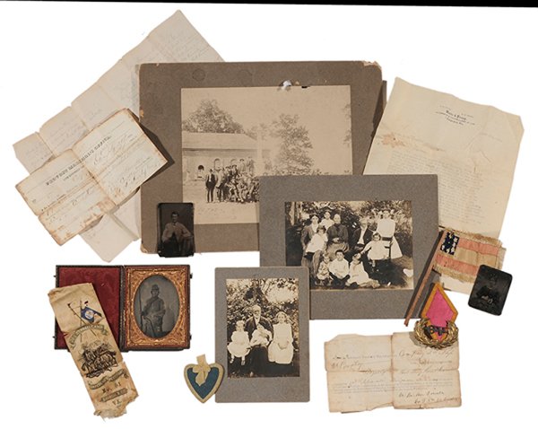 Confederate Soldier Archive: Marshall M. McDonald, Pvt. Co. D, 4th Virginia Cavalry, 1/4 plate Ambrotype, CSA reunion and family photos, reunion mementos, oath of allegance, documents, tintypes of parents, (14 pieces total) Ambro