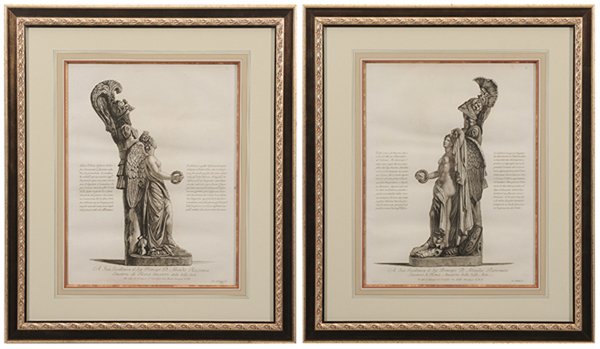 Giovanni Battista Piranesi: (Italian, 1720-1778) Two details of a sculpture "A Sua Eccellenza il Sig. Principe D. Abondio Rezzonico" from [Vasi, Candelabri, Cippi, Sarcophagi, Tripodi Lucerne, et Ornamenti Antichi], Rome, 1778 e