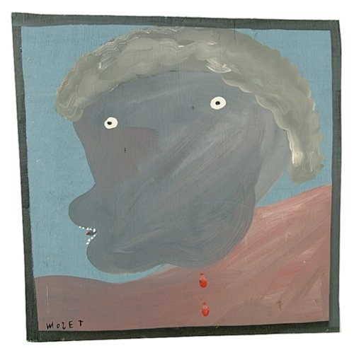 Portrait by Mose Tolliver (Montgomery, A: Portrait by Mose Tolliver (Montgomery, Alabama, born 1919), titled verso "John Duvall, painted especially for Jamie Joseph Andrew Golomb 2/2/88," signed lower left and verso "Mose T," house paint on p