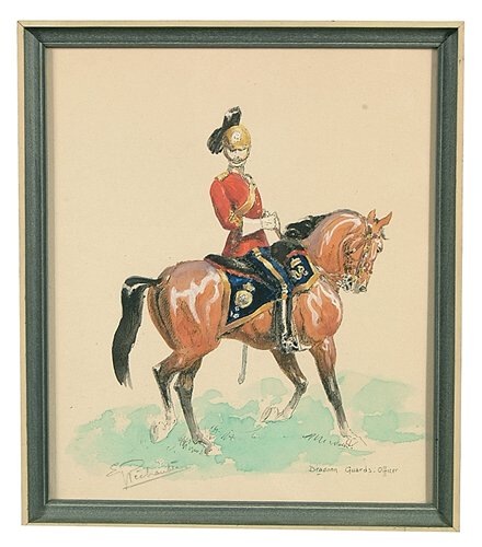 Nine hand-colored prints, military figur