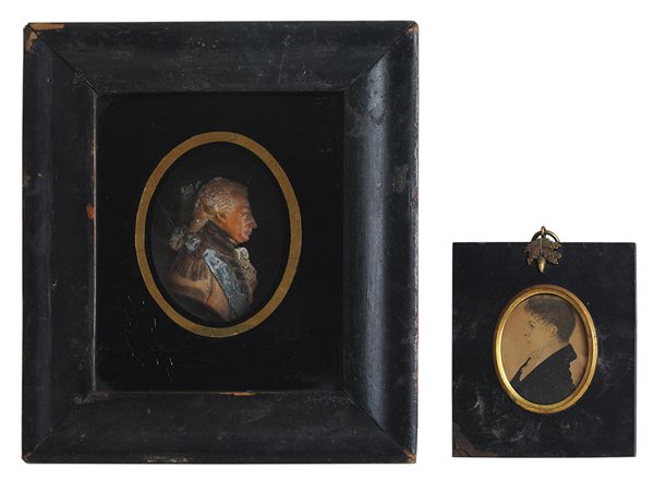 Charleston Portrait Miniature, Profile: (early 19th century) Rev. Thomas Downes Frost, assistant minister of St. Philip's Episcopal Church, Charleston, SC (1815-1819), sitter identified verso and as having died in Cuba 1819, unsigned, water