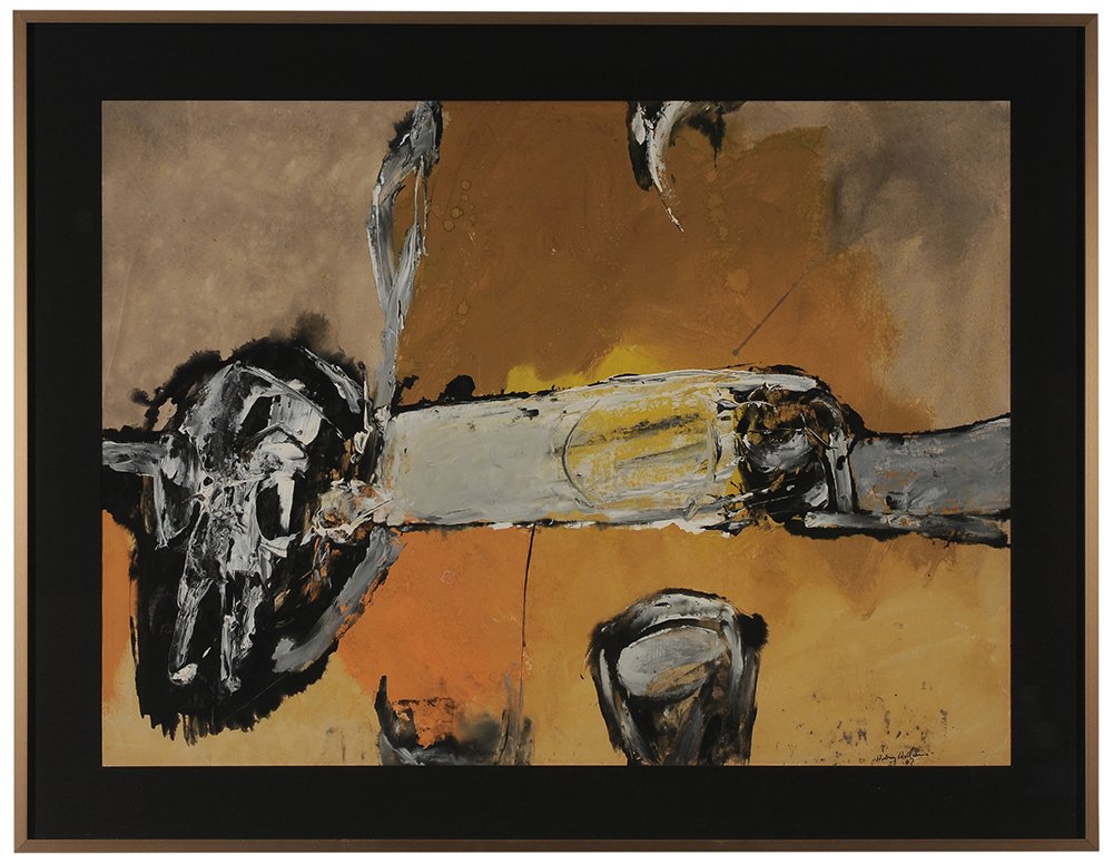 Aubrey Williams: (British/ Guyana, 1926-1990) Fossil, signed lower right "Aubrey Williams '67" and titled bottom center, gouache on paper, 21-3/8 x 29-1/8 in.; metal frame, not removed from frame. Provenance: Estate o