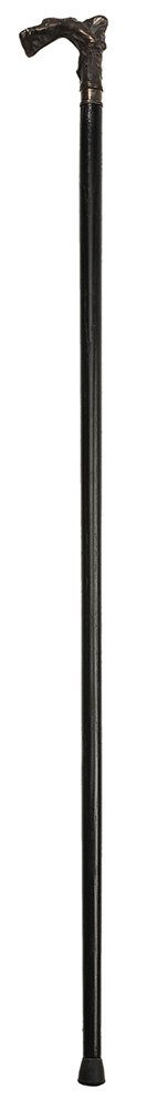 Finely Cast Bronze and Ebonized: Wood Cane French, 19th century, applied bronze handle depicting a partially clothed female in erotic position, ebonized wood shaft with rubber tip, unsigned, 39 in., good condition. Provenance: Privat