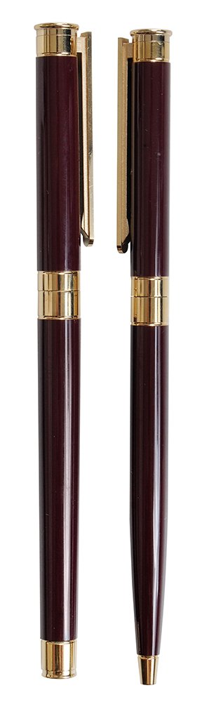 Eight Montblanc Maroon Writing: Instruments including four Meisterstuck: one large ballpoint pen, one small fountain pen, and two small ballpoint pens; one fountain pen, one retractable ballpoint pen; with a matching set of heavy th