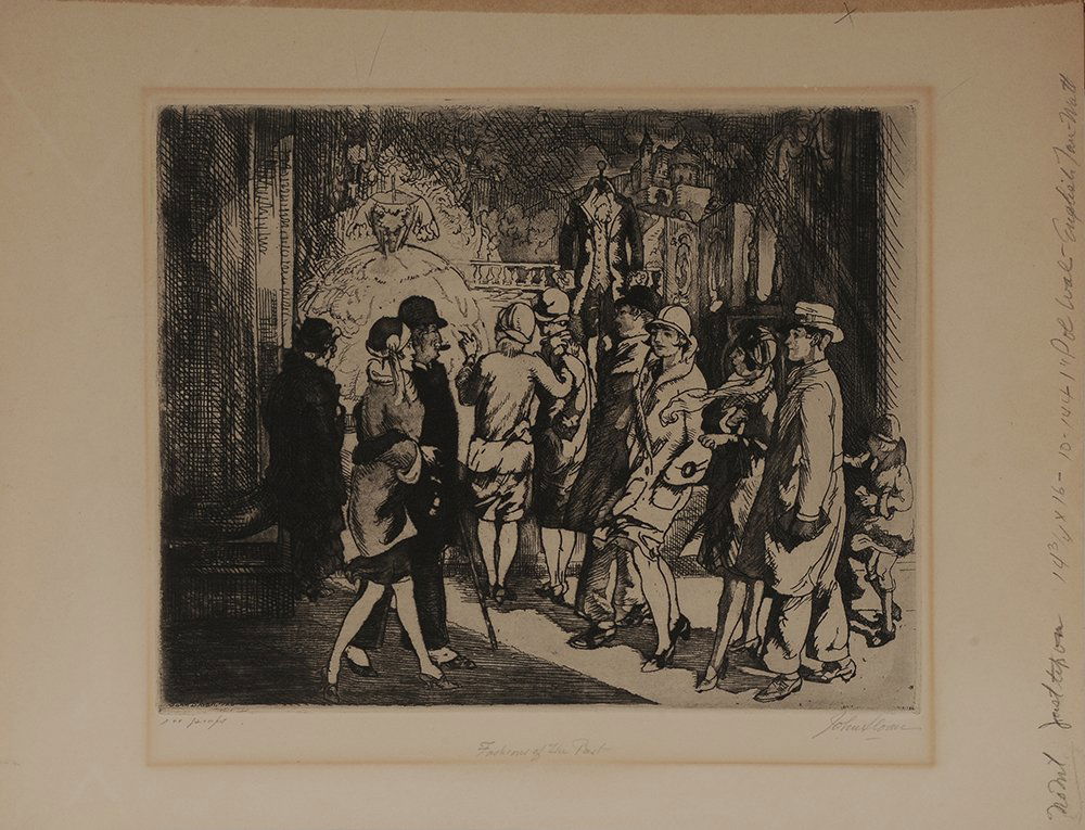 John French Sloan: (New York/New Mexico/New Hampshire, 1871-1951) Fashions of the Past, I of 100 proofs, signed lower right "John Sloan", etching on paper, 7-7/8 x 9-7/8 in. (plate) 11 x14 in. (page); wood frame