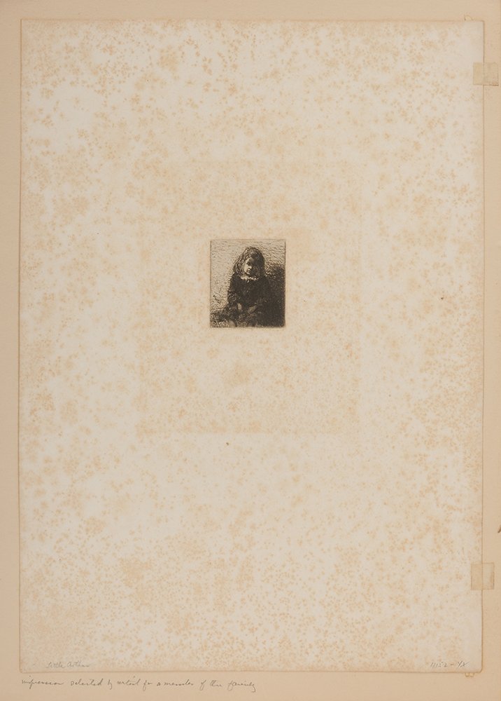 James Abbott McNeill Whistler: (American, 1834-1903), Little Arthur (Kennedy 9), state V/V, from Twelve Etchings from Nature, and after the reduction of the plate, signed lower left "Whistler", etching on cream wove paper, 