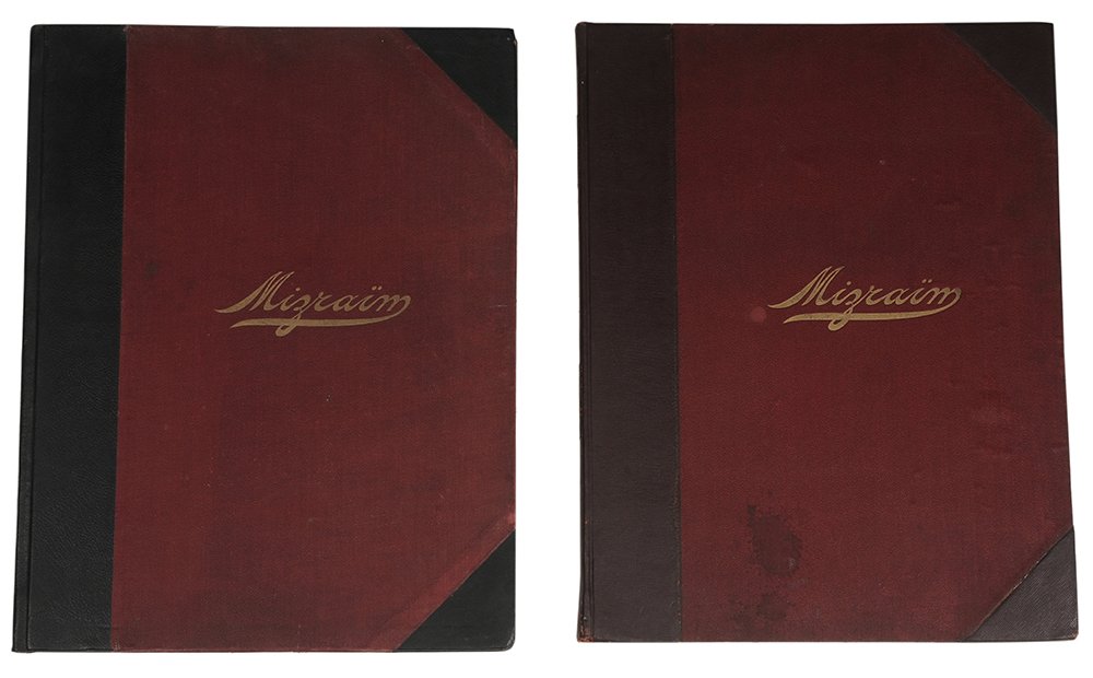 Ancient Egypt by Samuel Augustus: Binion New York, 1887, Two volumes, Edition de Luxe, Number 196 of 800 copies, with 72 fine engravings and colored plates (complete), 25-1/2 x 20 in. very good, both volumes have been rebacked, some p
