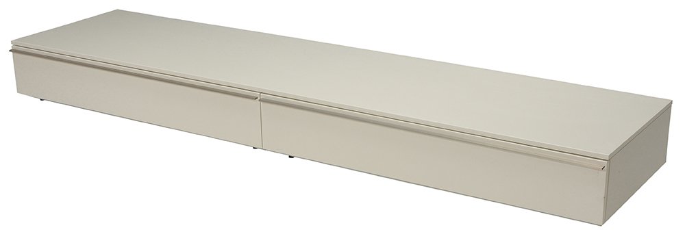 Piero Lissoni for Porro [Lucido: Blanco] Two-Drawer Storage Cabinet 20th century, two drawers on polished chrome feet, 10-1/2 x 94 x 25-3/4 in., good condition. Provenance: Property from an Atlanta Estate