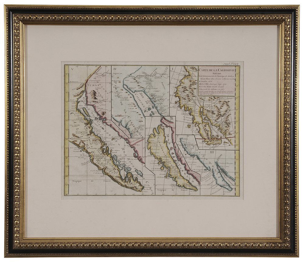 Carte de la Californie Suivant by: Denis Diderot and Robert de Vaugondy, circa 1779 Diderot (1717- 1784), de Vaugondy (c. 1723-1786), historically important depiction of the five most influential cartographic depictions of California,