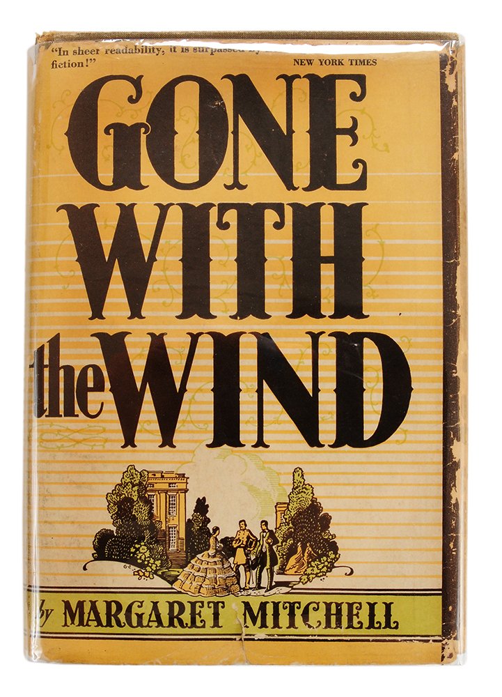 Gone with the Wind , inscribed by: Margaret Mitchell New York: The Macmillan Company, 1936, first edition with May, 1936 on the colophon page in a reprint dust jacket, inscribed: "For Walter A. Lyle from Margaret Mitchell," with two ne