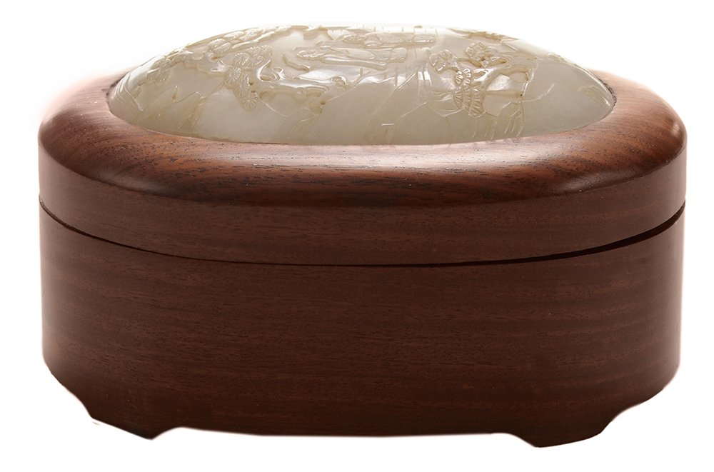 Hardwood Covered Box with White Jade (1 of 3)
