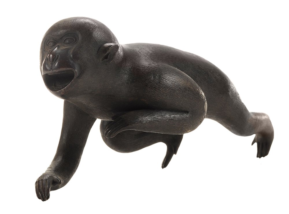 Bronze Figure of a Crouching Monkey (1 of 4)