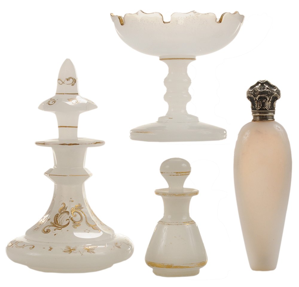 Four White Opalescent/Opaline Pieces (1 of 7)