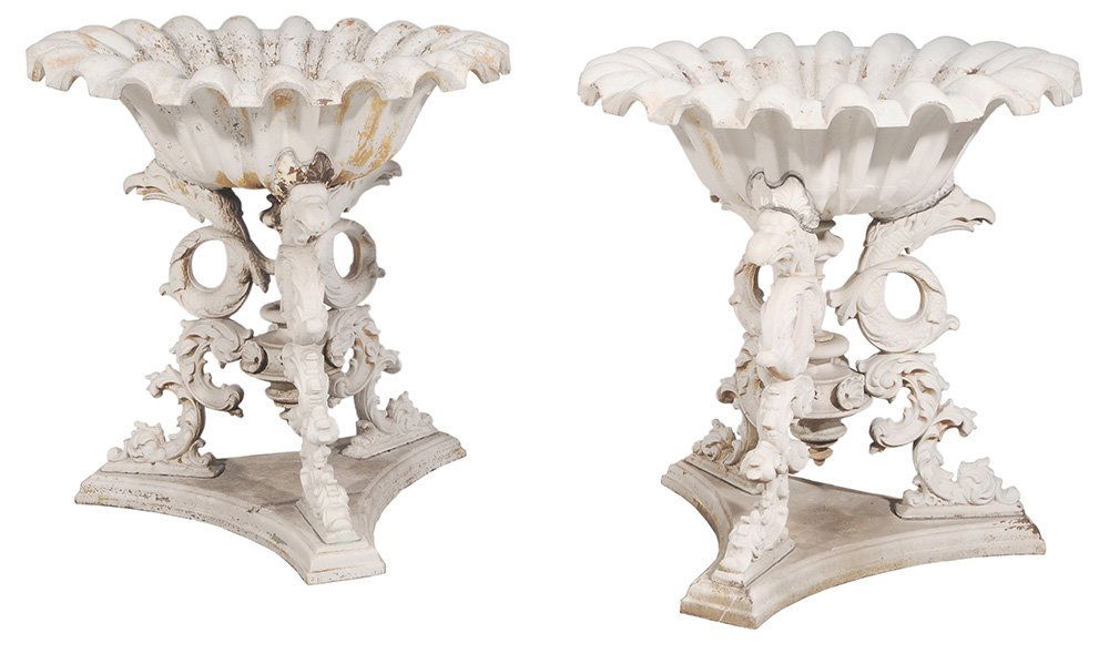 Pair Monumental Cast Iron Garden Urns (1 of 6)