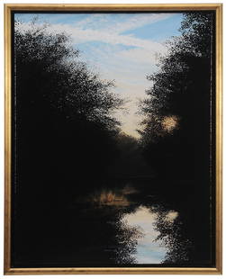 David Bottini: (Pennsylvania, 20th/21st century)Jet Trails, 2009, signed lower right "Gabriel/'09" and signed and inscribed verso "For Gabriel/D. Bottini 0509", oil on canvas, 28 x 22 in.; gilt and painted wood