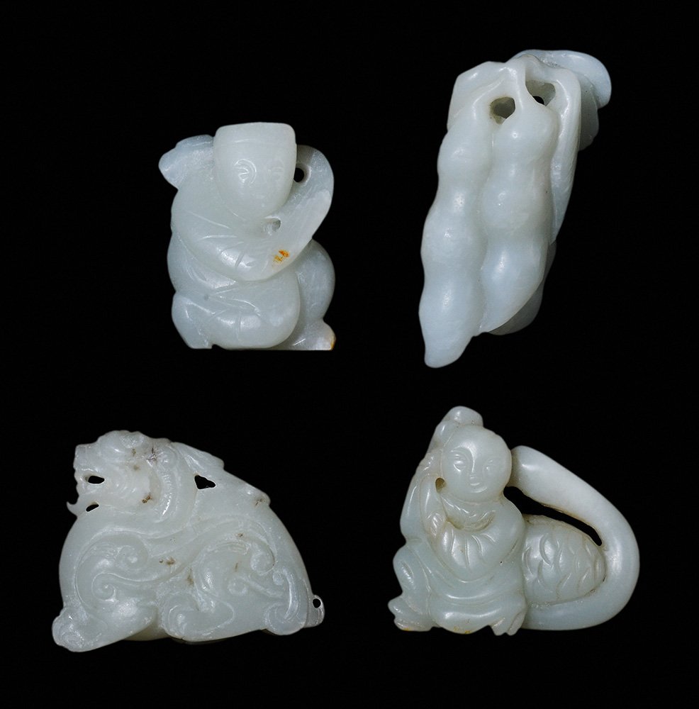 Four Finely Carved White Hardstone (1 of 4)