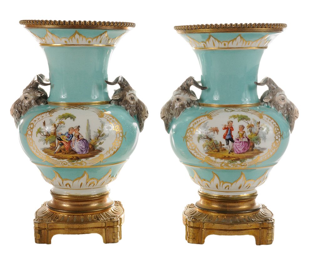 Pair KPM Vases with Gilt-Bronze Mounts (1 of 6)