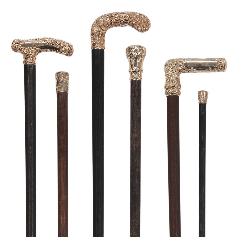 Six Gold Plated Canes, Walking Sticks (1 of 3)