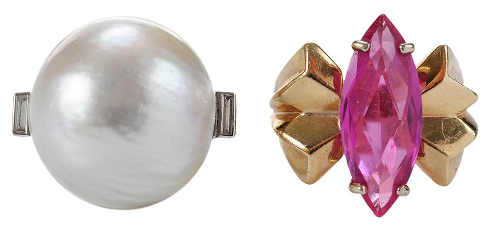 Mabé Pearl Ring, Pink Sapphire Ring (1 of 5)