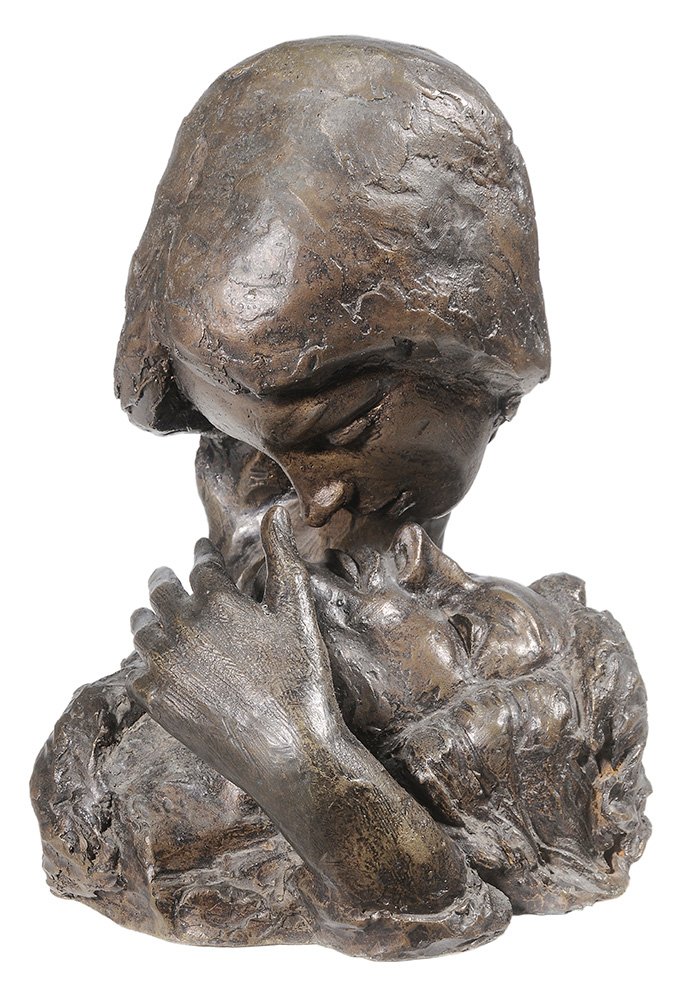 Victor Salmones: (Mexican, 1937-1989) Figural Bronze, artist proof, stamped "T28" within oval, signed "V. Salmones.", patinated bronze, 11 in. slight abrasions. Provenance: Private Birmingham, Alabama Collection