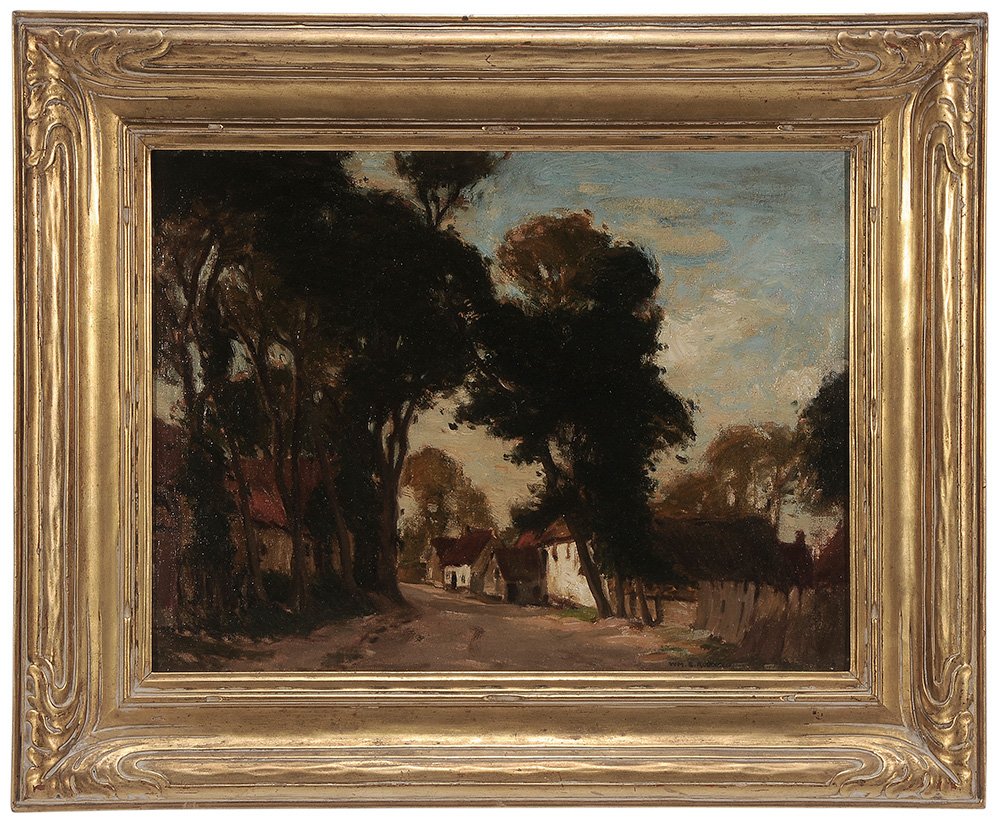 William S. Robinson: (Pennsylvania/New York/Connecticut, 1861-1945) Little Place in France "La Fontain", 1900, signed lower right "Wm. S. Robinson" and signed and inscribed verso with circular artist's inventory mark, "D/