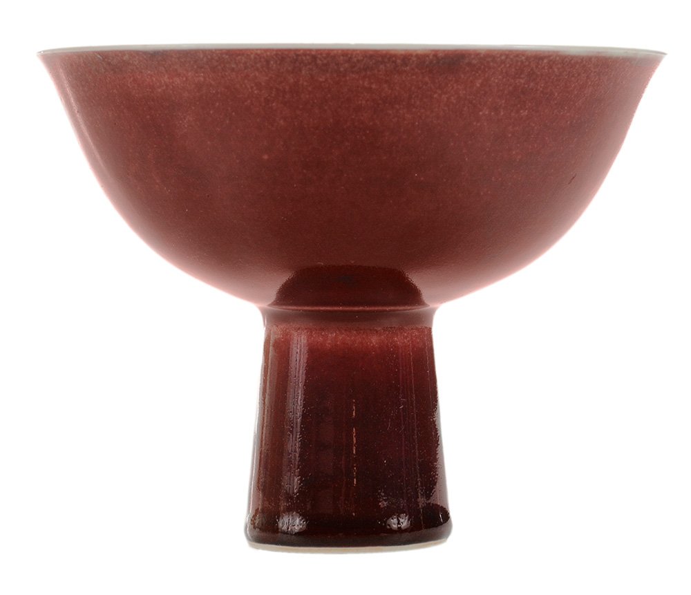 Rare Red-Glazed Porcelain Stem Cup (1 of 3)