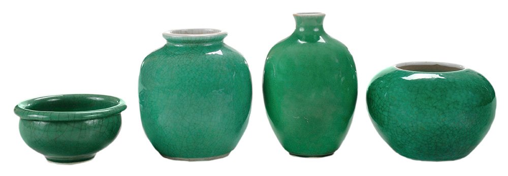 Four Apple Green Crackle-Glazed (1 of 7)