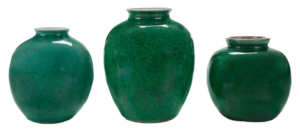 Three Apple Green Crackle-Glazed (1 of 5)