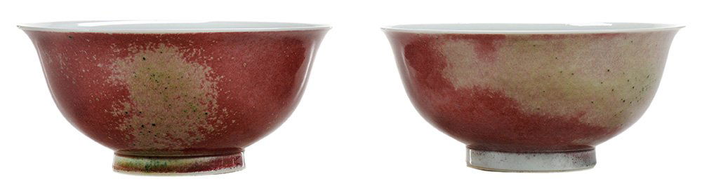 Pair Peachbloom Porcelain Footed Bowls (1 of 4)
