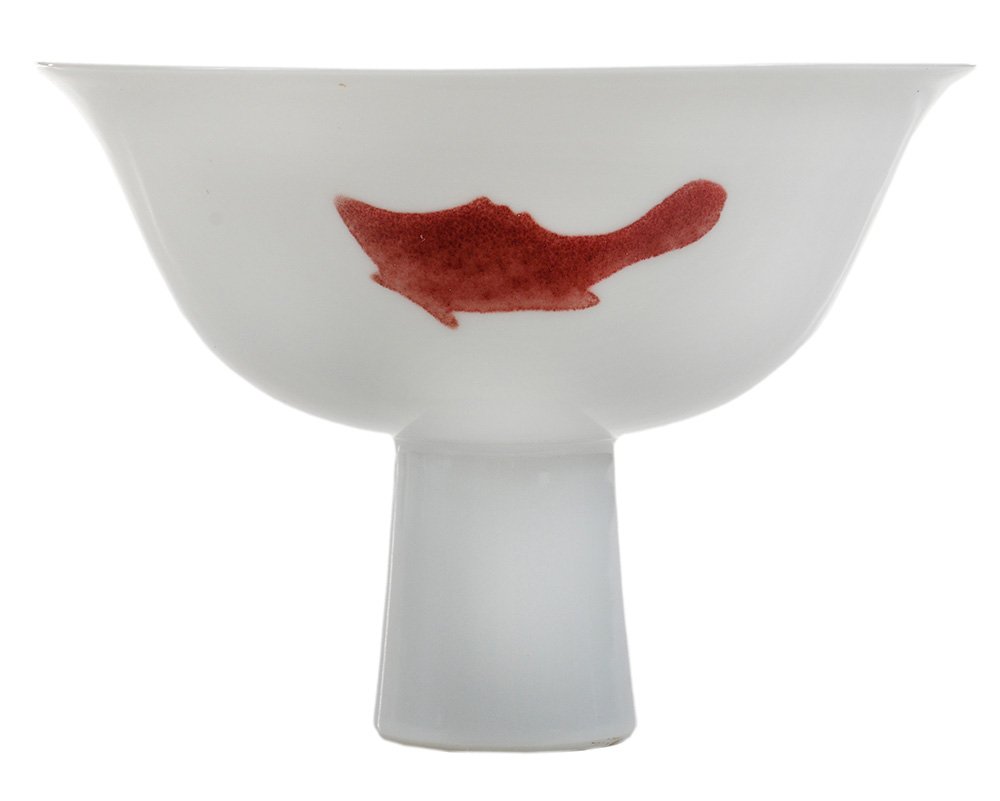 Porcelain Stem Cup with Three Fish (1 of 5)